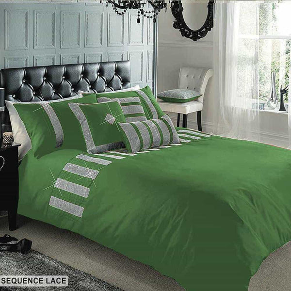 Sequence Lace Duvet Cover Set – Green