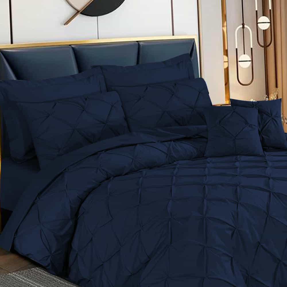 Pintuck Duvet Set - Navy Blue