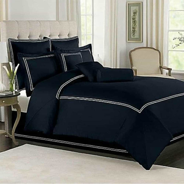 Navy Blue Duvet Set With White Double Baratta Stitch