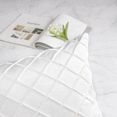 Pack of 2 Velvet Decorative Pleated Square Cushion - White