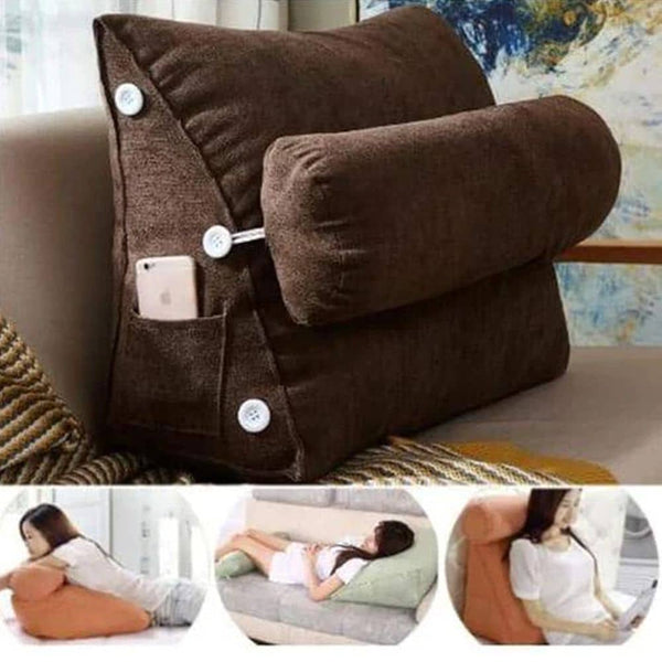 Triangular Back Rest Pillow/Cushion _ Chocolate Brown
