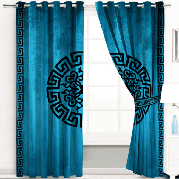 2 Pieces Premium splendid velvet curtain Panels & 2 Belts (Zinc & Black)