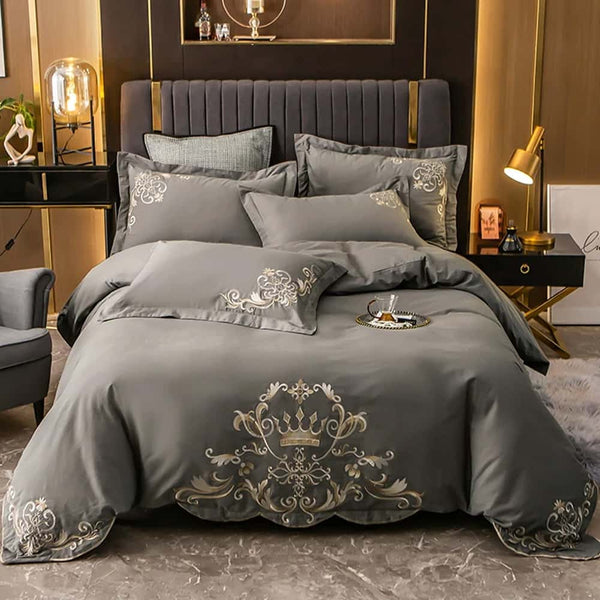 Egyption Embroidery Duvet Set _ Grey