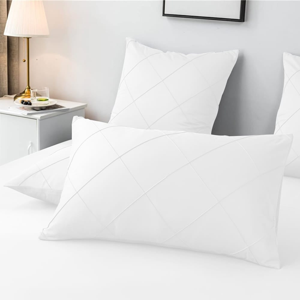 Cross Pleated Duvet Set - white