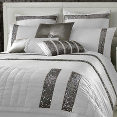 Elegant Look White Bridal Quilt Set - 12 Pieces Set with Free Quilt Filling