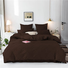 Cross Pleated Duvet Set - Chocolate