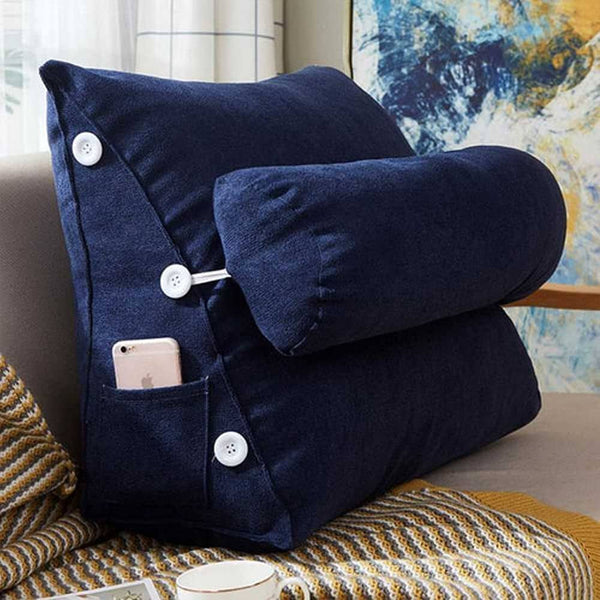 Triangular Back Rest Pillow/Cushion _ Blue