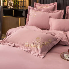 Egyption Embroidery Duvet Set - Pink