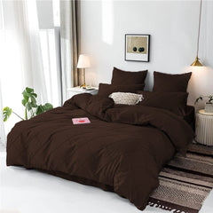 Cross Pleated Duvet Set - Chocolate