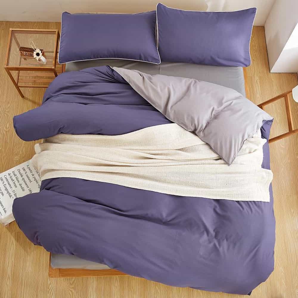 Luxury Reversible Duvet Set - Purple & Grey