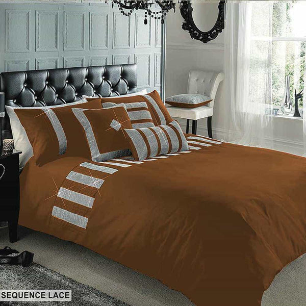 Sequence Lace Duvet Cover Set – Brown