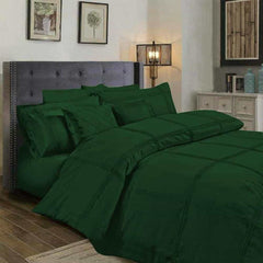 Box Pleated Duvet Set - Green